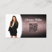 Professional Marsala Ombre Glitter Custom Photo QR Visitekaartje (Voorkant)