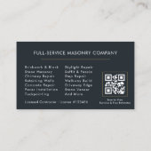 Professional Masonry Bricklayer Business QR Code Visitekaartje (Achterkant)