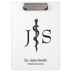 Professional Medical Asclepius Simple Black White Klembord