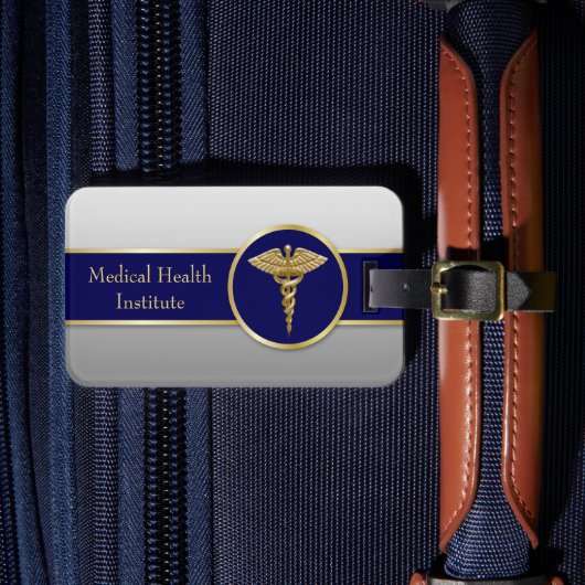 Professional Medical Caduceus Gold Blue Bagagelabel (Voorkant Insitu 4)