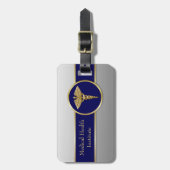Professional Medical Caduceus Gold Blue Bagagelabel (Voorkant verticaal)