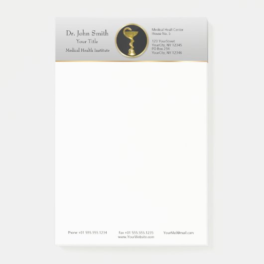 Professional Medical Hygieia Bowl Gold Post-it® Notes (Voorkant)