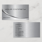 Professional Metal Elegant Modern Silver Black Visitekaartje (Voorkant / Achterkant)