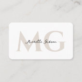 Professional Minimal White Sand Initials Visitekaartje (Voorkant)