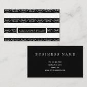 Professional Modern Black White gestript Visitekaartje (Voorkant / Achterkant)
