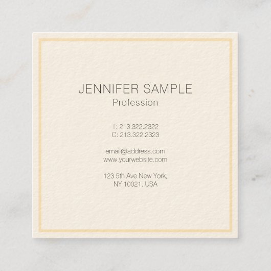 Professional Modern Elegant Custom Template Vierkante Visitekaartje (Achterkant)