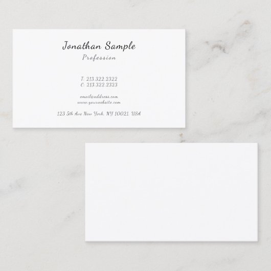 Professional Modern Elegant Hand Script Sleek Visitekaartje (Voorkant / Achterkant)