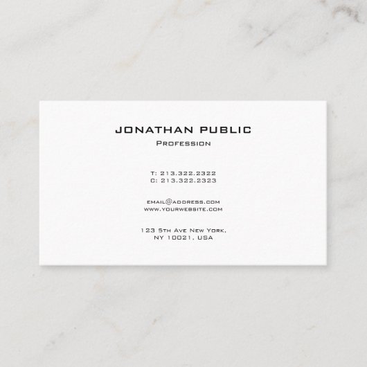 Professional Modern Elegant Minimalist Template Visitekaartje (Voorkant)