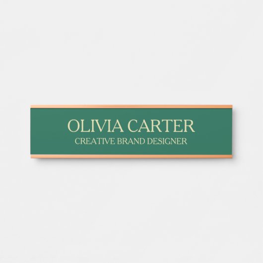 Professional Modern green Gold Office Name Title Deurbordje (Voorkant)