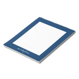 Professional Modern Navy Blue Monogram Full Name Notitieblok