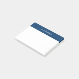 Professional Modern Navy Blue Monogram Full Name Post-it® Notes