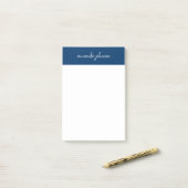 Professional Modern Navy Blue Monogram Full Name Post-it® Notes (Op bureau)