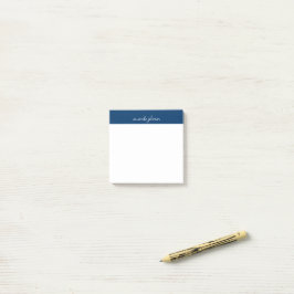 Professional Modern Navy Blue Monogram Full Name Post-it® Notes