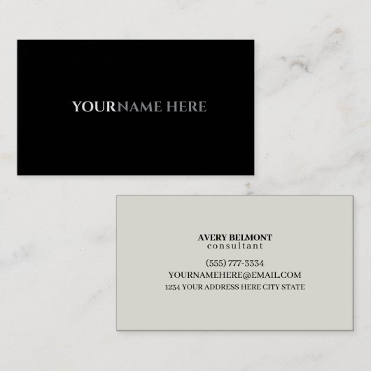 Professional Modern Simple Black Minimalist Busine Visitekaartje (Voorkant / Achterkant)