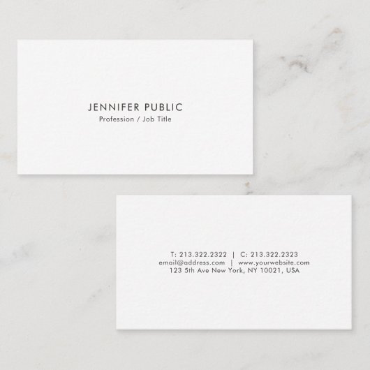 Professional Modern Simple Elegant White Template Visitekaartje (Voorkant / Achterkant)