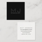 Professional Monogram Black Square Visitekaartje (Voorkant / Achterkant)