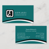 Professional Monogram Blauwgroen Visitekaartje (Voorkant / Achterkant)