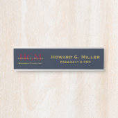 Professional Monogram Logo Blue Red Gold Business Deurbordje (Voorkant)