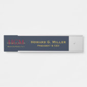 Professional Monogram Logo Blue Red Gold Business Deurbordje (Voorkant)