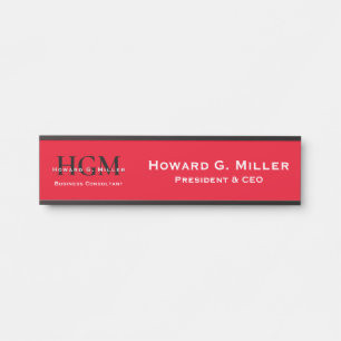 Professional Monogram Logo Rood Zwart wit Deurbordje