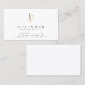 Professional Monogram Modern Classy White Visitekaartje (Voorkant / Achterkant)