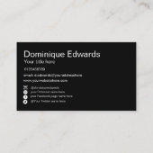 Professional Monogram Simple Elegant Black Social Visitekaartje (Achterkant)
