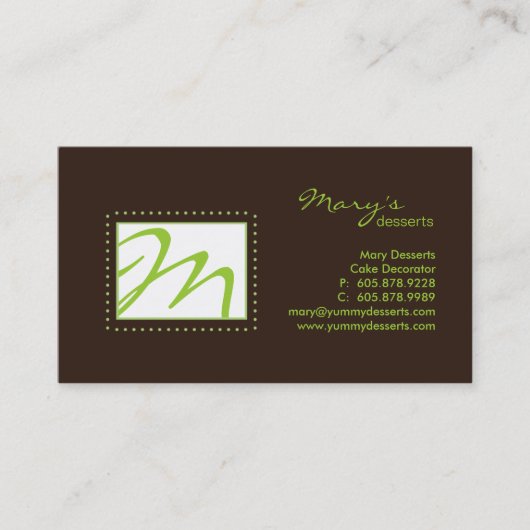 Professional Monogram Visitekaartje Green Brown (Voorkant)