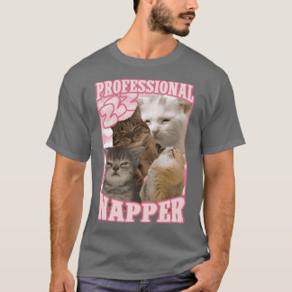 professional napper funny cat memes family vintage t-shirt