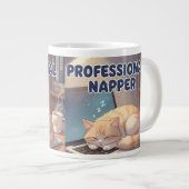 Professional Napper Funny Cat Mug | Cozy Lazy Morn Extra Grote Beker (Voorkant rechts)
