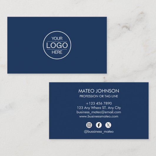 Professional Navi Blue Add your Logo Visitekaartje (Voorkant / Achterkant)