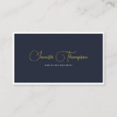 Professional Navy Blue- en Gold Script QR-code Visitekaartje (Voorkant)