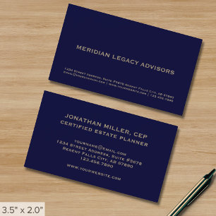 Professional Navy Blue en Gold Visitekaartje