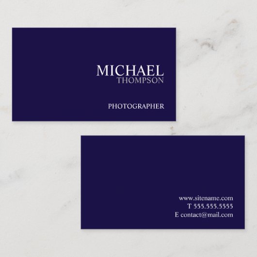 Professional Navy Blue en White Visitekaartje (Voorkant / Achterkant)