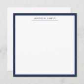 Professional Navy Blue Simple Line Modern Elegant Notitiekaartje (Voorkant / Achterkant)