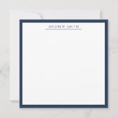 Professional Navy Blue Simple Line Modern Elegant Notitiekaartje (Voorkant)