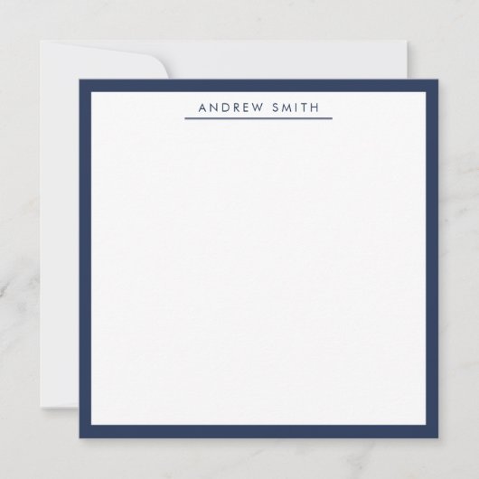 Professional Navy Blue Simple Line Modern Elegant Notitiekaartje (Voorkant)