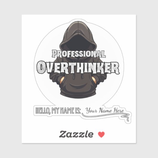 Professional Overthinker Funny Custom Name  Sticker (Vel)