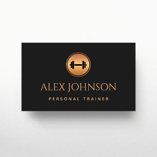Professional Personal Trainer Gold Dumbbell Black Visitekaartje