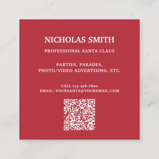 Professional Photo Santa Claus QR code Vierkante Visitekaartje (Achterkant)