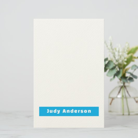 Professional Plain Modern Elegant Name Blue White Briefpapier (Staand voorkant)