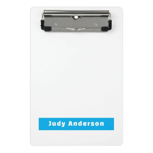 Professional Plain Modern Elegant Name Blue White Mini Klembord (Voorkant)