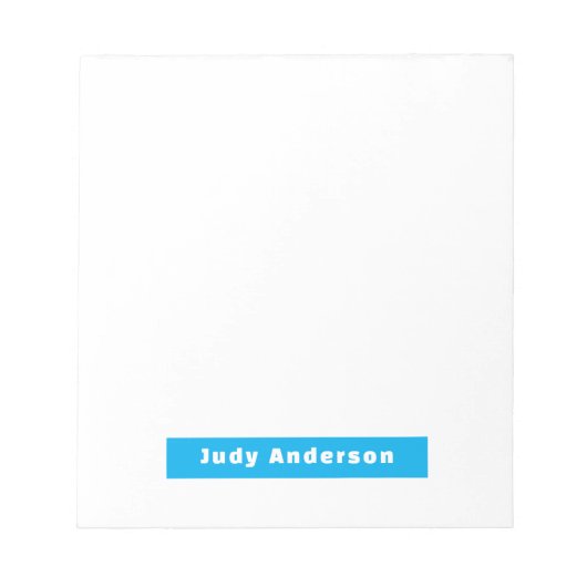 Professional Plain Modern Elegant Name Blue White Notitieblok (Voorkant)