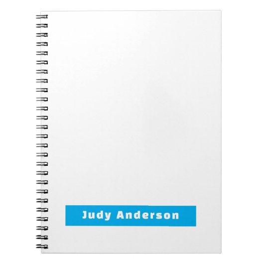 Professional Plain Modern Elegant Name Blue White Notitieboek (Voorkant)