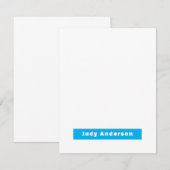 Professional Plain Modern Elegant Name Blue White Notitiekaartje (Voorkant / Achterkant)