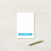 Professional Plain Modern Elegant Name Blue White Post-it® Notes (Op bureau)