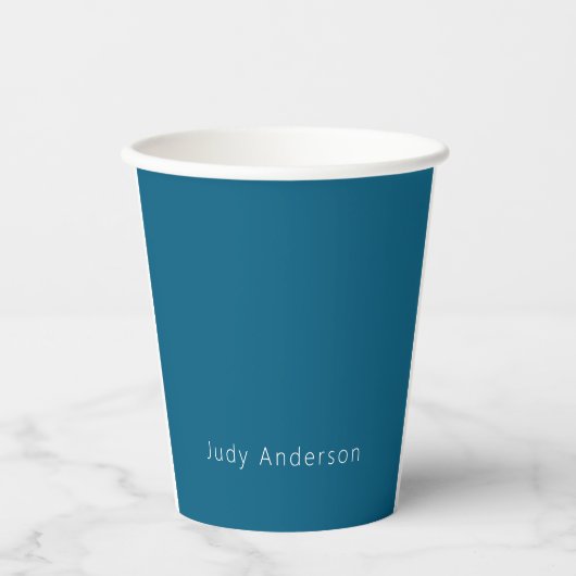 Professional Plain Modern Elegant Your Name Blue Papieren Bekers (Voorkant)