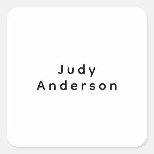 Professional Plain Modern Elegant Your Name Vierkante Sticker (Voorkant)