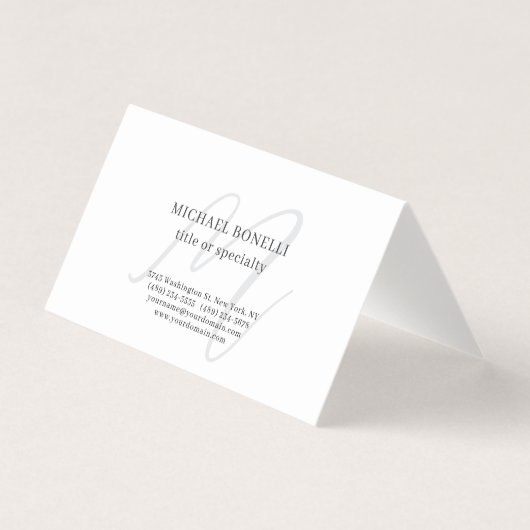 Professional Plain Modern Minimalist Monogrammed Visitekaartjes (Voorkant)