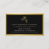 Professional Plumber Black Gold Metallic QR Code Visitekaartje (Voorkant)
