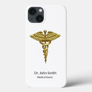 Professional Precious Medical Gold Caduceus iPhone 13 Hoesje